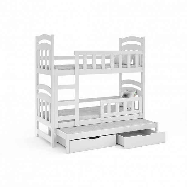 MASSENO VYSOKÁ Postel DUMBO 75x160 s úložným prostorem, Bílá