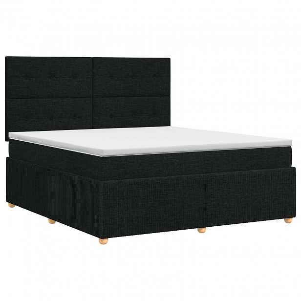 vidaXL Postel boxspring s matrací s čelo Černá 180 x 200 cm Textil