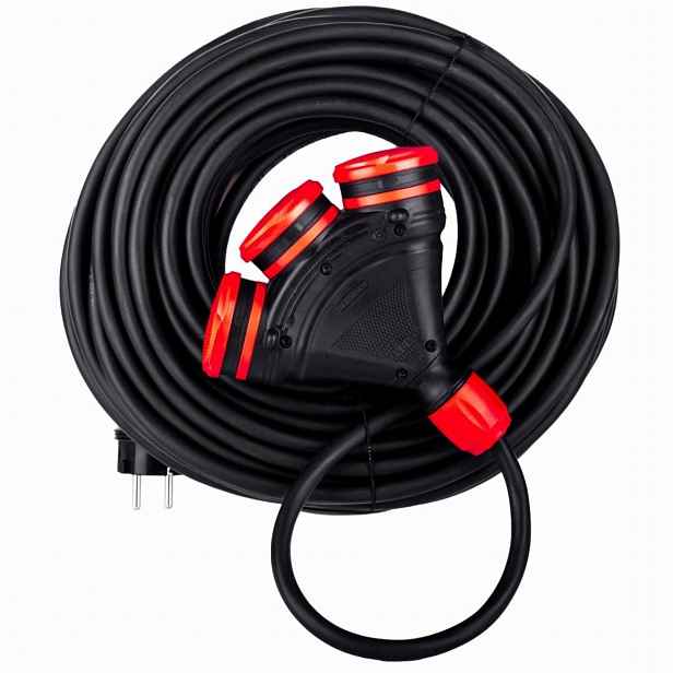 Přední gumový Hi-tek 3 zásuvky 3x2.5 mm 20 m IP54
