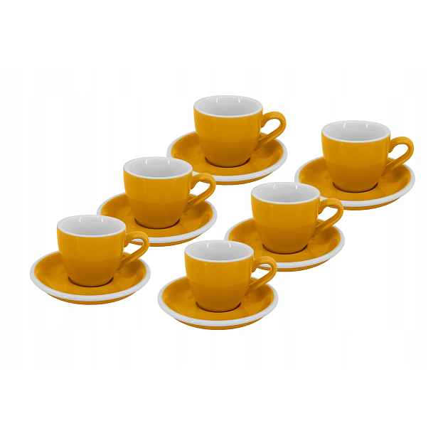 Set 6 ks Presso šálek s podšálkem Roma, 75 ml, žlutý