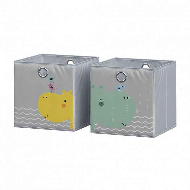 Vicco SKLÁDACÍ BOX Grey (medvěd a hroch) 30 x 30 cm (motiv medvěda a hrocha)