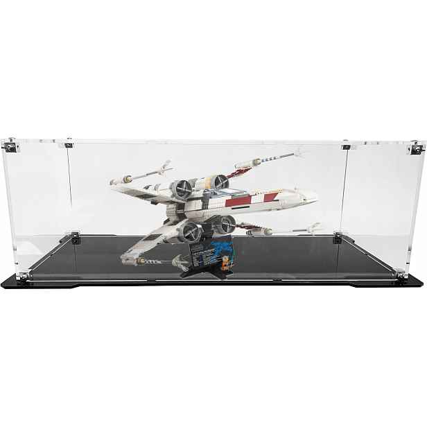 Vitrína s černou základnou pro stavebnici Lego 75355 Stíhačka X-Wing