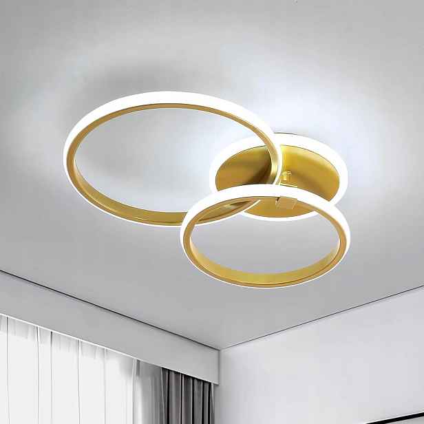 Led Stropní Svítidlo Plafon Ring Závěsné Zlaté 6500K Kulaté Moderní 42W