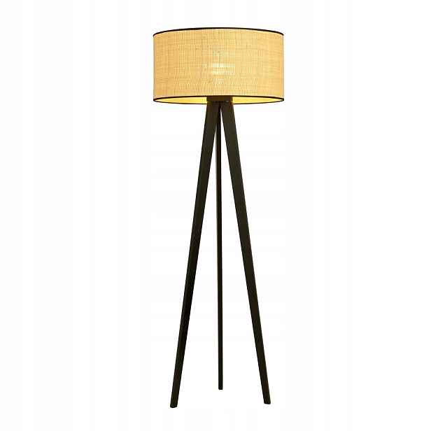 Podlahová lampa Aston Rattan černá s stínítkem E27, 150 cm