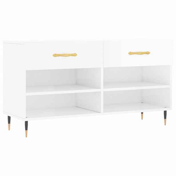 vidaXL Botník bílý s vysokým leskem 102 x 35 x 55 cm kompozitní dřevo