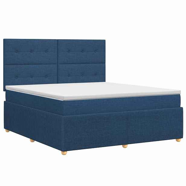 vidaXL Postel boxspring s matrací s čelo Modrá 180 x 200 cm Textil