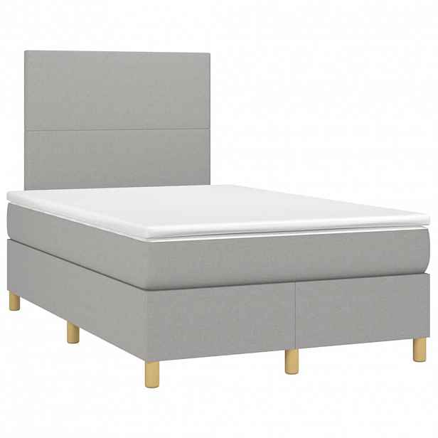 vidaXL Box spring postel s matrací světle šedá 120x190 cm textil