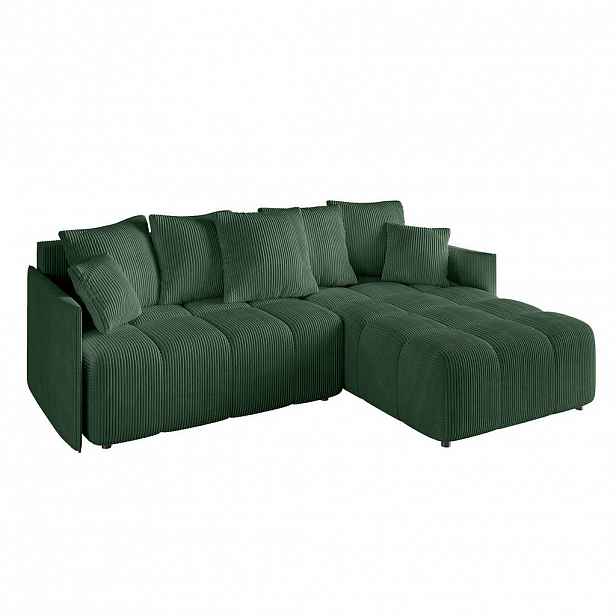 ALTDECOR ROHOVÁ SEDAČKA s otomanem vpravo LONLI-L 251x189x68 zelený manšestr