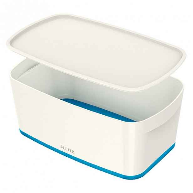 Bílo-modrý úložný box s víkem Leitz Office, objem 5 l