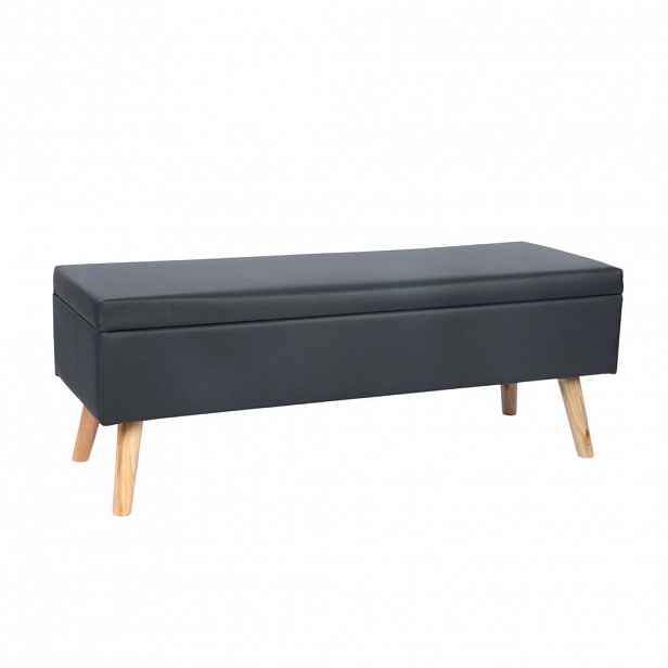 Relaxdays LAVICE Černá s úložným prostorem z umělé kůže