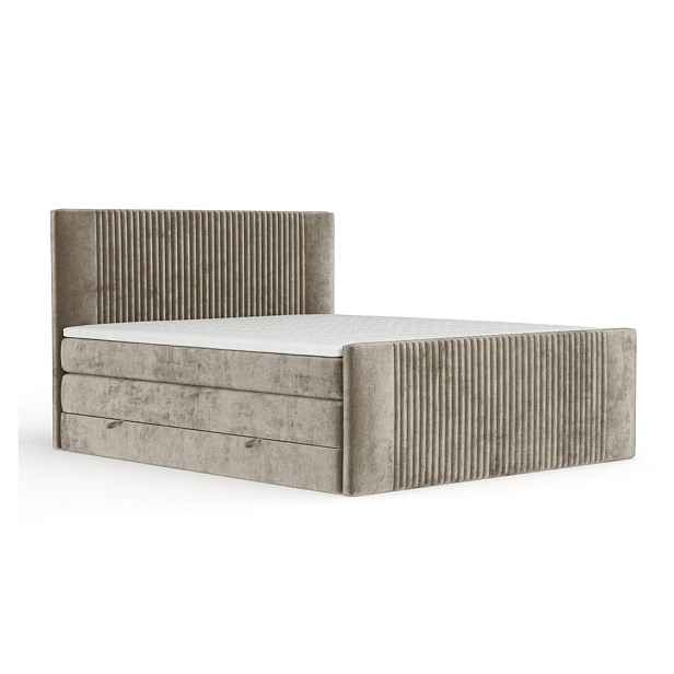 Světle hnědá boxspring postel s úložným prostorem 140x200 cm Bergamo – Maison de Rêve