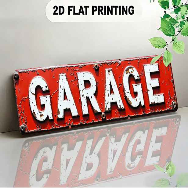 TEMU 2D plochý design Rustic pro garážovou ceduli, dekorativní předmět ve vintage stylu s texturou staré barvy, vhodný pro garáže, dílny, obývací