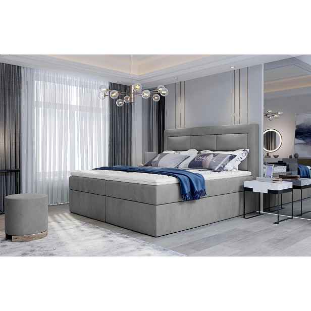 Boxspringová postel s úložným prostorem 180x200 TERIVO - popelavá