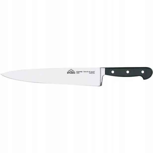 Nůž kuchyňský černý čepel 26 cm široký kovaný Stubai
