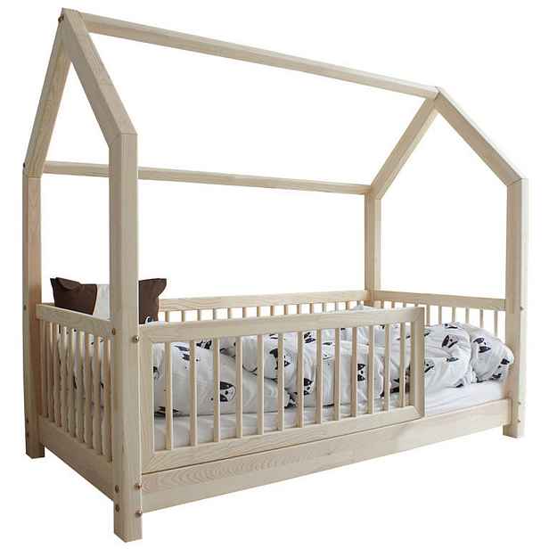Petits-meubles DOMEČKOVÁ POSTEL 80/160 Florie Přírodní dřevo