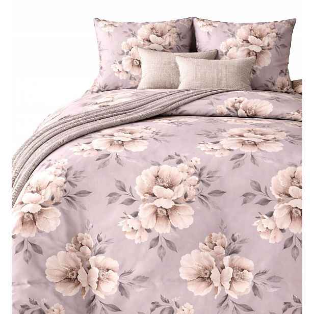 Povlečení béžové s velkými květy 160x200 Perkal je ideální na Léto Elegantní