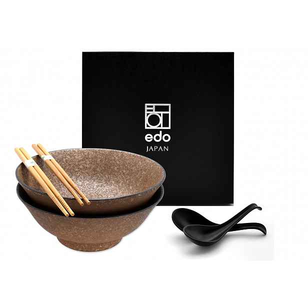 Sada 2 misek s lžícemi a paličkami Ramen Odo 22 cm Box
