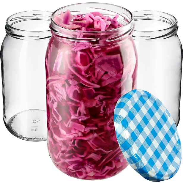 24 x Skleněná Zavařovací Sklenice 760 Ml Med Okurky Víčko FI82