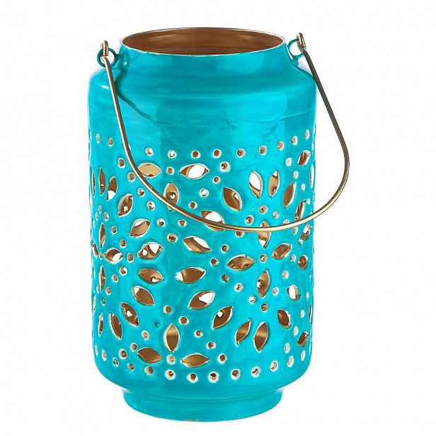 Butlers BLUE MAROCCO Lucerna 25 cm - petrolejová/zlatá