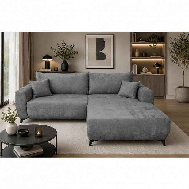 P & B ROHOVÁ SEDAČKA, textil, šedá