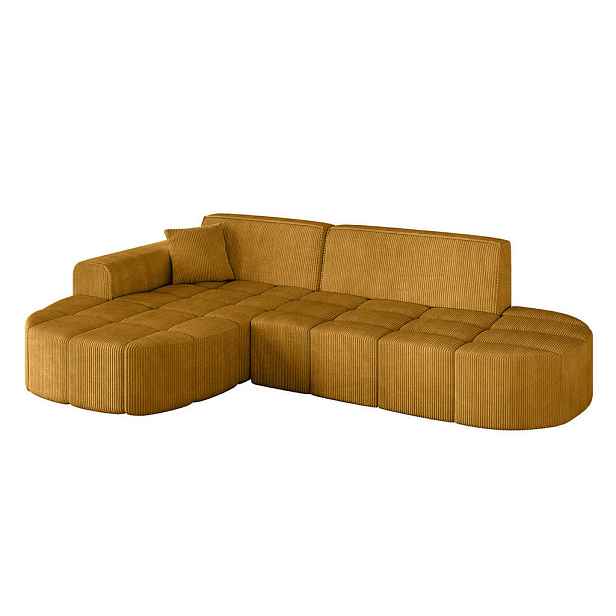 ALTDECOR ROHOVÁ SEDAČKA s otomanem, levá LIVO-L1 252x173x79,5 Hořčicová Manšestr