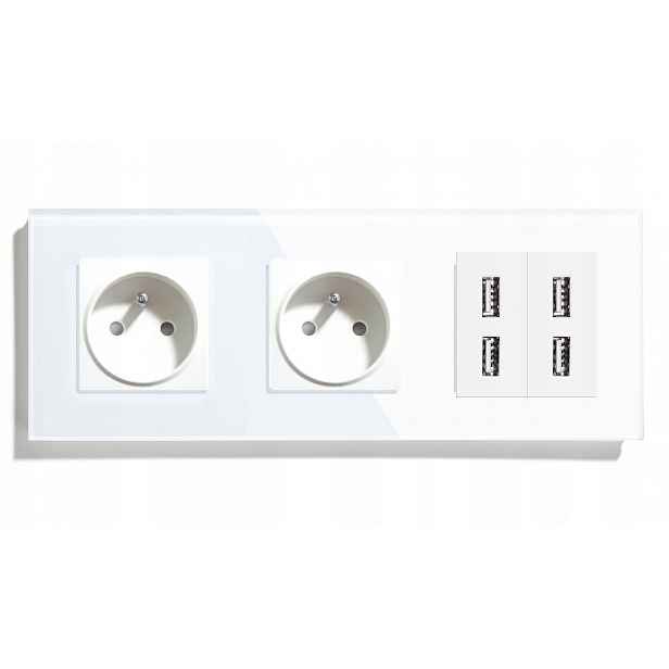Elektrická Zásuvka Skleněná Trojitá 4 Porty Usb Konektor Usb Zásuvka