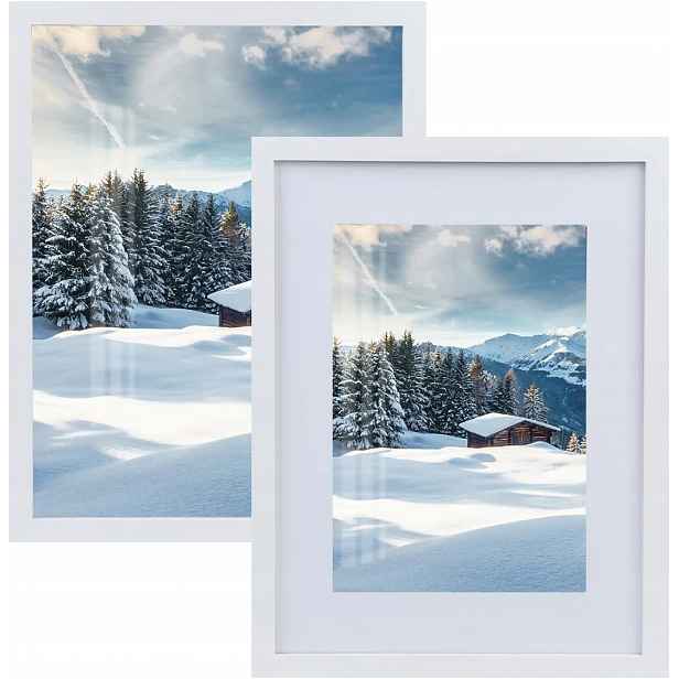 Rámečky na fotografie 30 x 40 cm Sada 2 kusů rámků na fotografie Elegantní bílé