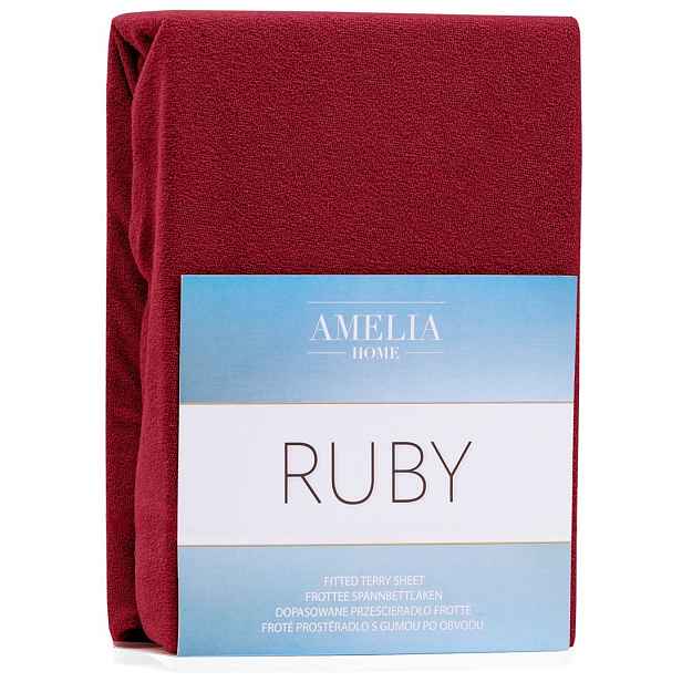Restilo Froté prostěradlo s gumou AmeliaHome Ruby tmavě červené, velikost 220-240x220