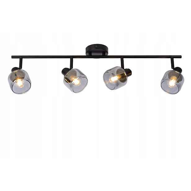 Stropní svítidlo černá skleněná stínidla lišta 74 cm 4 reflektory Lucide