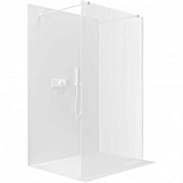 Sprchová zástěna Walk-in Onyx Duo L/P - 8 mm - hranatá vzpěra - bílá matná, rýhované sklo - 60x200 cm