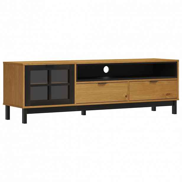 vidaXL TV skříňka s prosklenými dvířky FLAM 158x40x50 cm borové dřevo