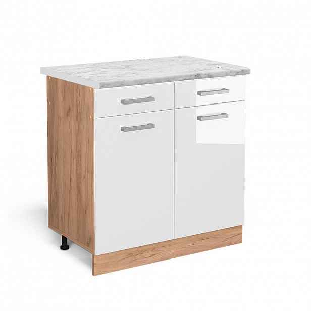 Vicco SPODNÍ SKŘÍŇKA KUCHYŇSKÉ LINKY R-Line Bílá vysoký lesk 80 cm PD Mramor