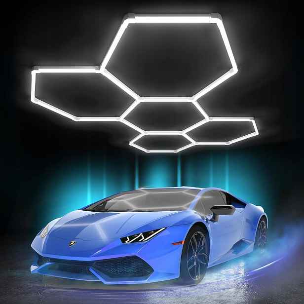 Led lampa Hexagon Panel Osvětlení Dílna Garáž Dům 220x152 cm 6500K