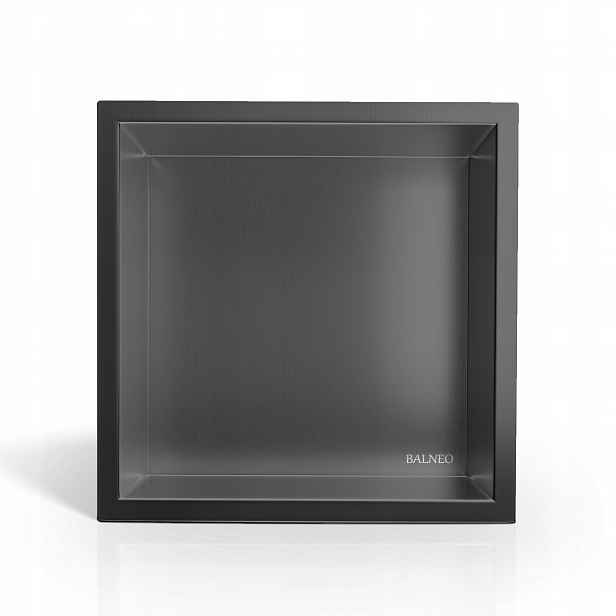 Moderní výklenková police Wall-box One Gun Metal 30x30x7 cm Balneo