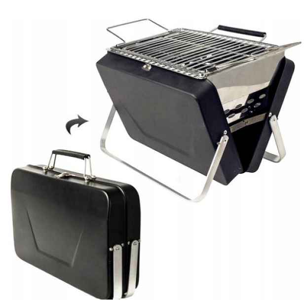 Přenosný malý gril Cestovní kufr 1,75 kg Černý barbecue