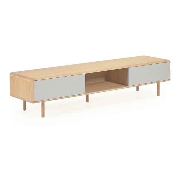 Šedý/v přírodní barvě TV stolek v dekoru jasanu 180x41x42 cm Anielle – Kave Home