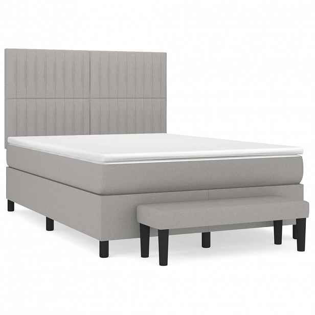 vidaXL Box spring postel s matrací světle šedá 140 x 200 cm textil
