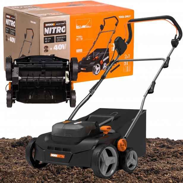 Akumulátorový Provzdušňovač S Funkcí Vertikutace 20V 36CM 40L Worx Dle 855E.9