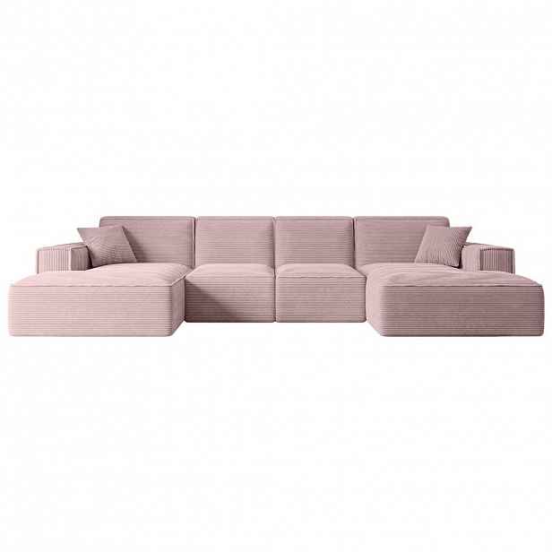 ALTDECOR SEDACÍ SOUPRAVA SIERRA-U – 349 × 169 × 80 cm, růžový manšestr