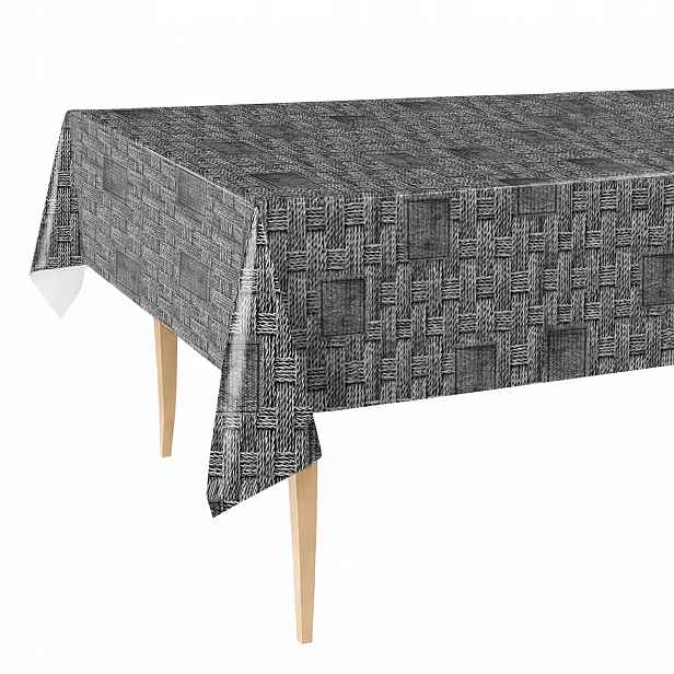 Cerata Tlustý Ubrus Šedý Pletený Ratan Skvrnitý Omyvatelný 140x450