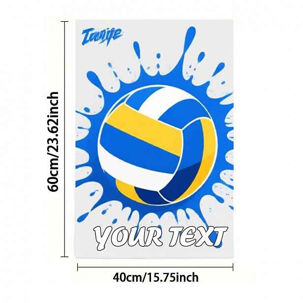 TEMU 2D Plochý, Vlastní Text 1ks, Ručník, Jednostranný Tisk, Obdélník 40x60cm, Kreslený 2D Volejbalu, Hromadná Týmová Úprava, Měkký, Pohodlný,