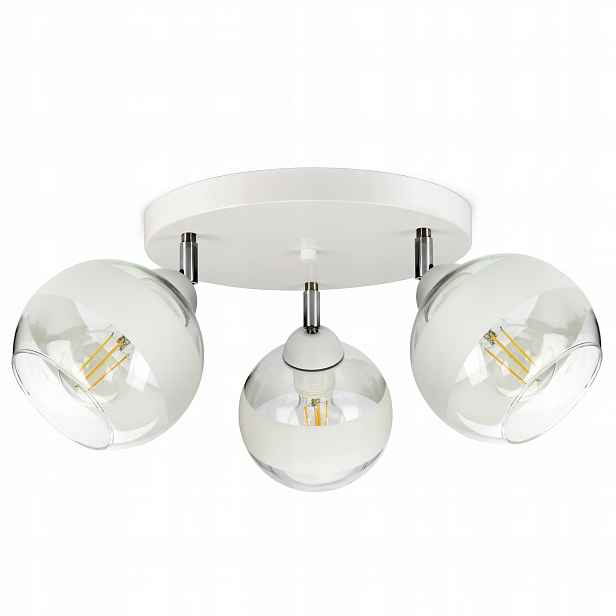 Závěsná stropní lampa Lustr Bílá Skleněné Koule Bílý Belt EG3 Led E27