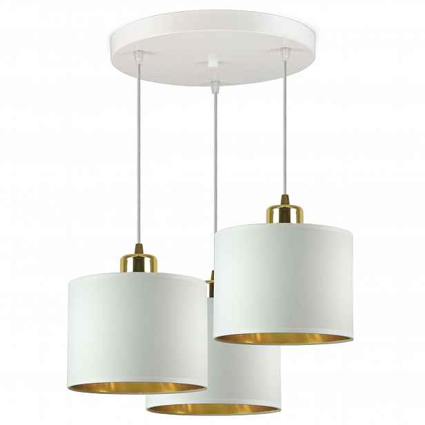 Závěsná lampa Lustr Stínidla Bílá Zlatá Led