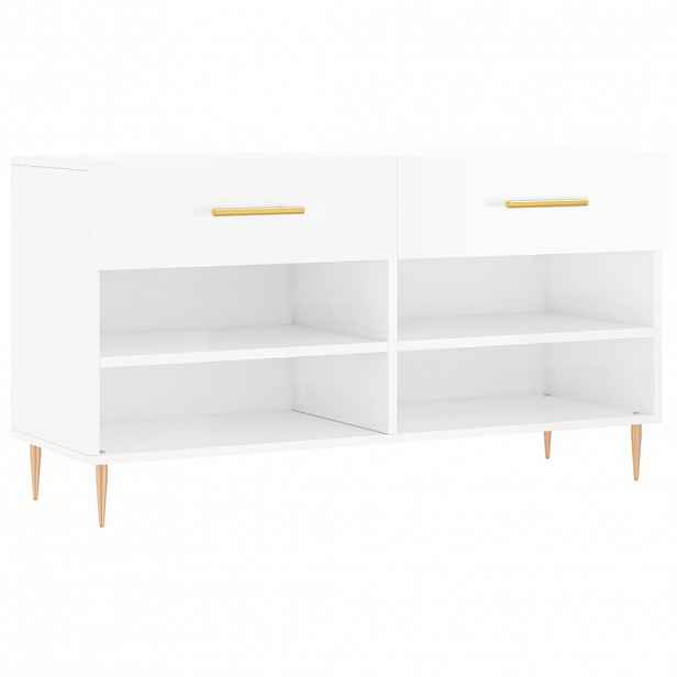 vidaXL Botník bílý s vysokým leskem 102 x 35 x 55 cm kompozitní dřevo