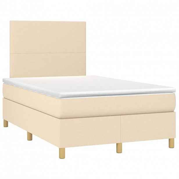 vidaXL Box spring postel s matrací krémová 120x190 cm textil