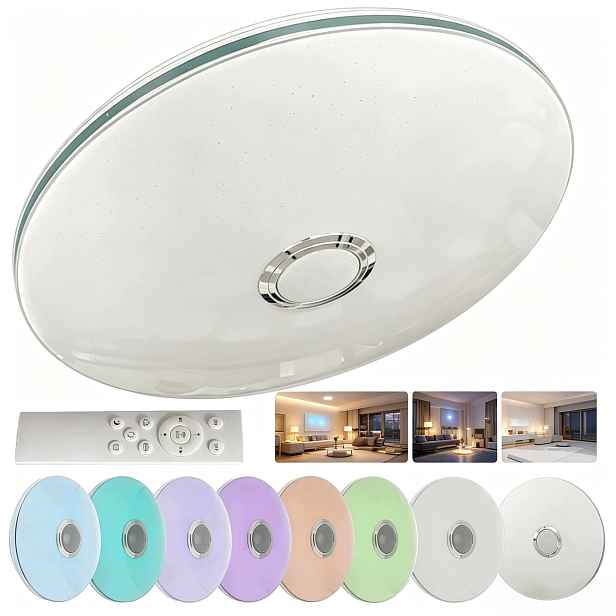Stropní Svítidlo Led Lampa Smart stropní panel 50cm 70W Nástěnný Rgb svítidlo dálkový ovladač