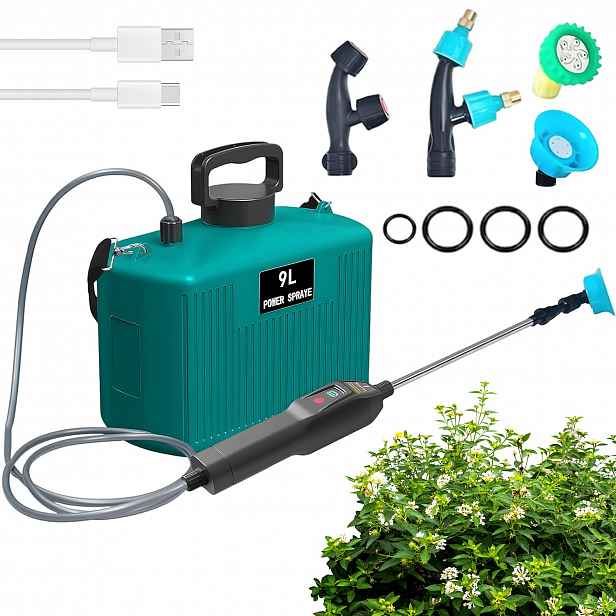 Akumulátorový Postřikovač 9 L Elektrický Zahradní Lanka 4 Trysky 22-60 CM
