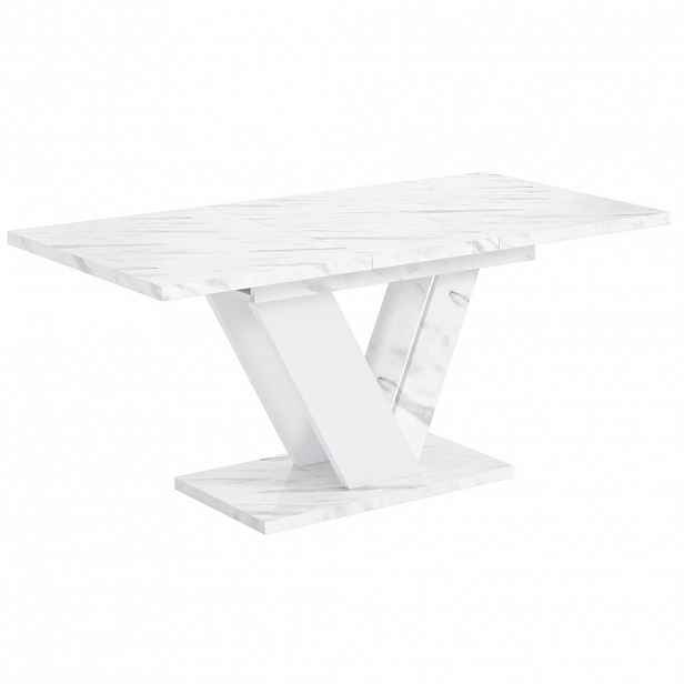 ALTDECOR VÝSUVNÝ jídelní stůl 120–160 × 80 × 75 cm – Bianco Marble / White – CLASI