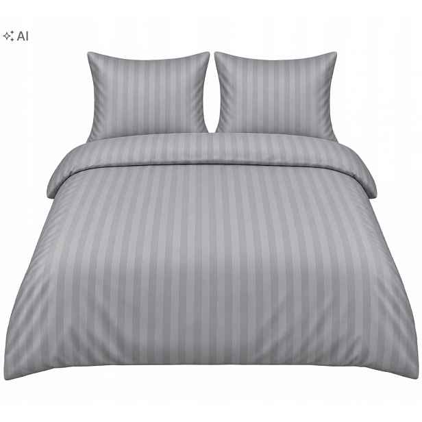 Hotelové povlečení Damašek 1 cm 220x200 2x50x70 zip tmavě šedá, zip