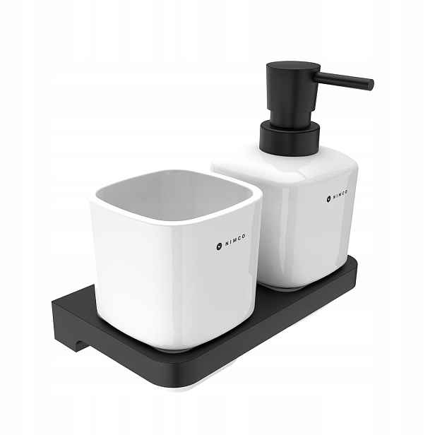 Nimco Maya černá dávkovač s pohárkem-patent design, nerez Mac 2905831K-T-90